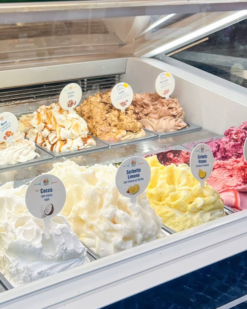 piles of gelato in Italy