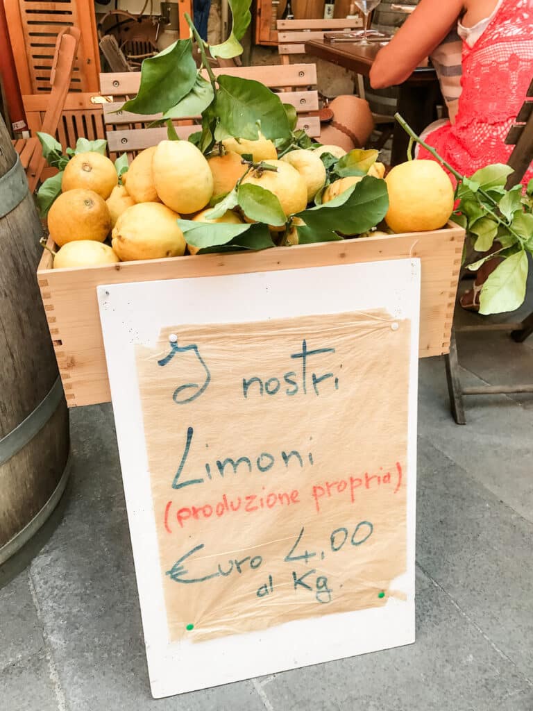 lemons at a market in positano
