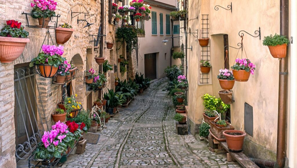 small alley in the town of Spello