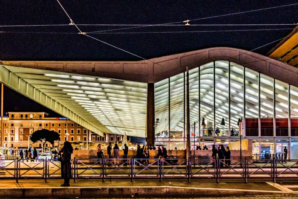 Train station at night in italy