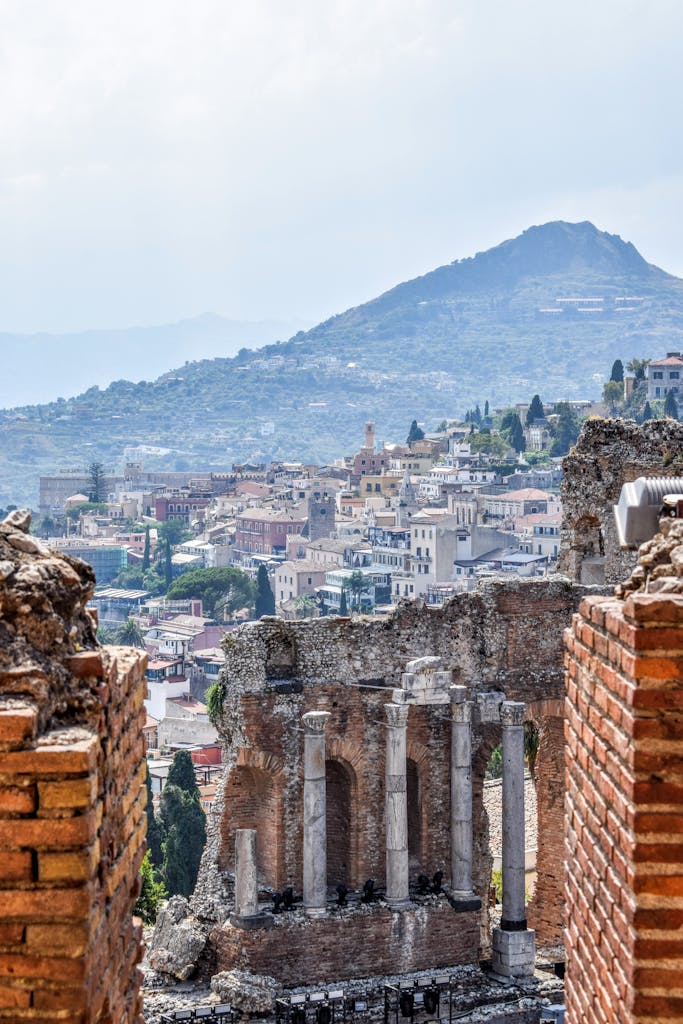 Ruins of The Ancient theatre of Taormina in Sicily