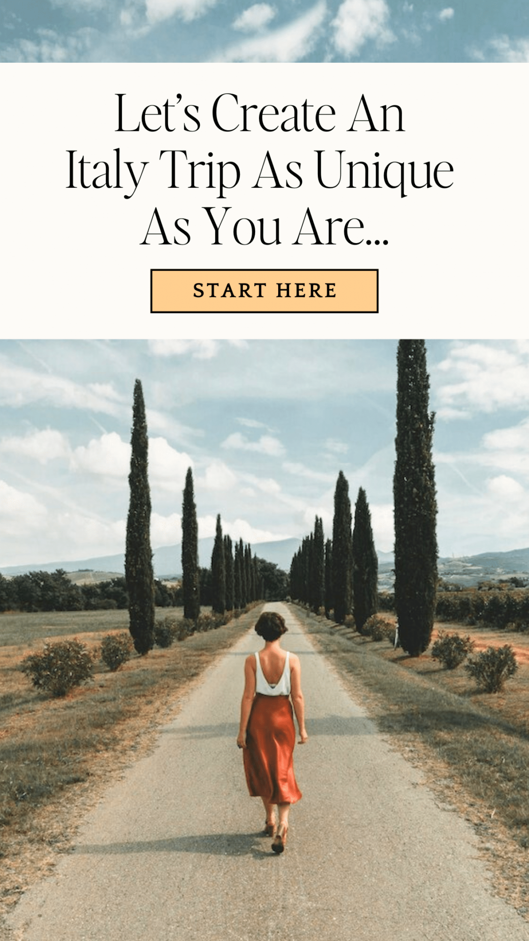 woman walking in tuscany away to italy